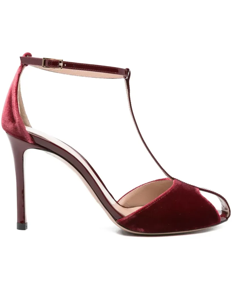 Emporio Armani Samt-Pumps mit T-Riemen 95mm - Rot Rot
