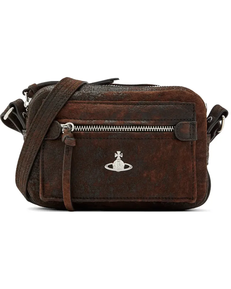Vivienne Westwood orb textured messenger bag - Braun Braun