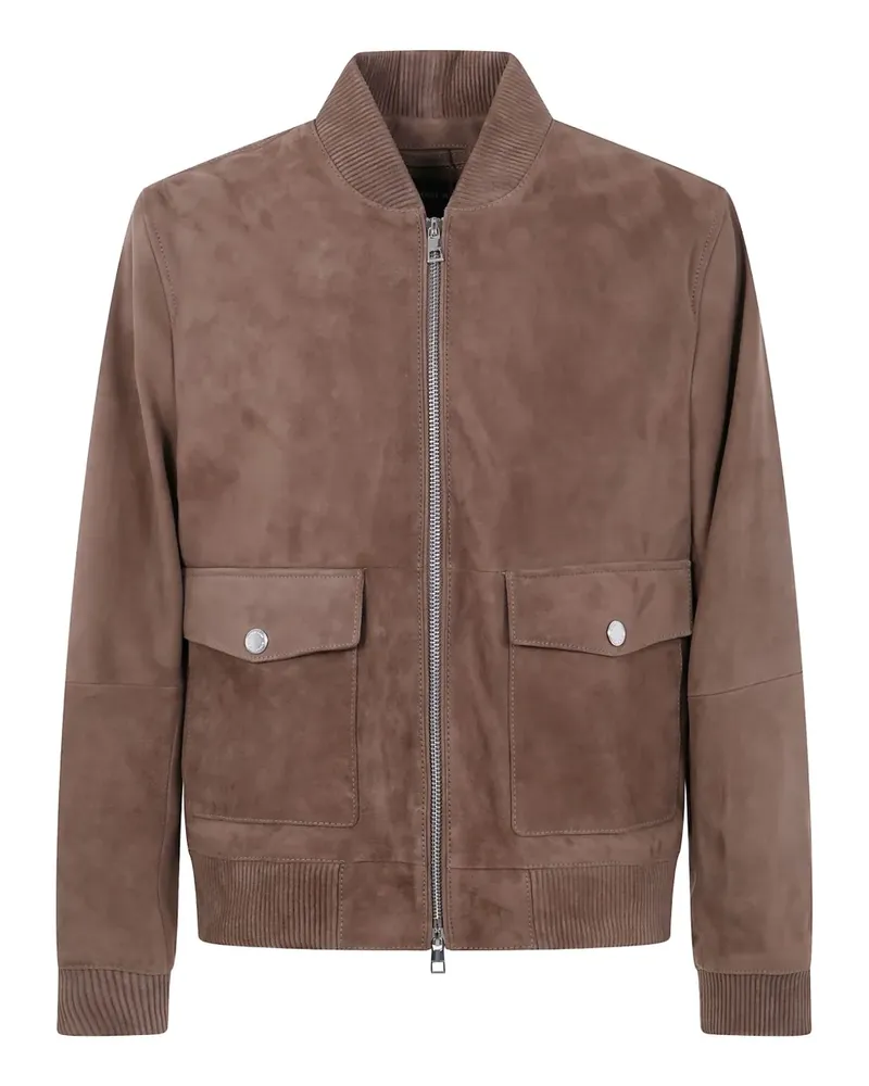 Michael Kors Wildleder-Bomberjacke mit gerippten Bündchen - Braun Braun