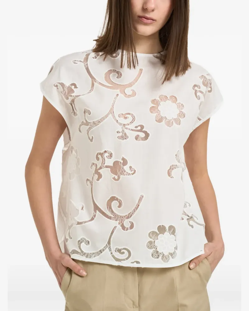 Semicouture Andrea lace-insert cut-out shirt - Weiß Weiß