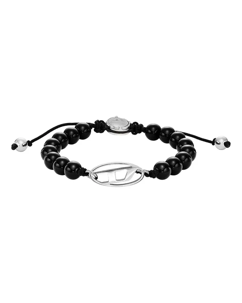 Diesel D logo beaded bracelet - Silber Silber