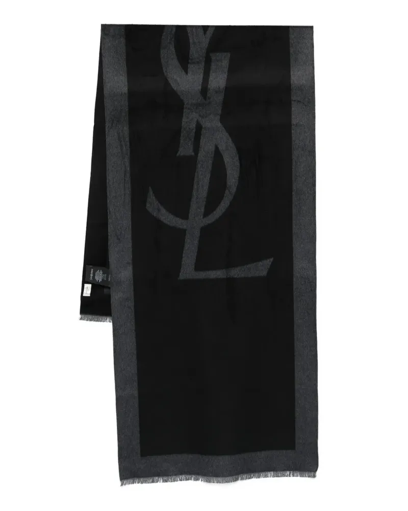 Saint Laurent Seidenschal aus Logo-Jacquard - Schwarz Schwarz