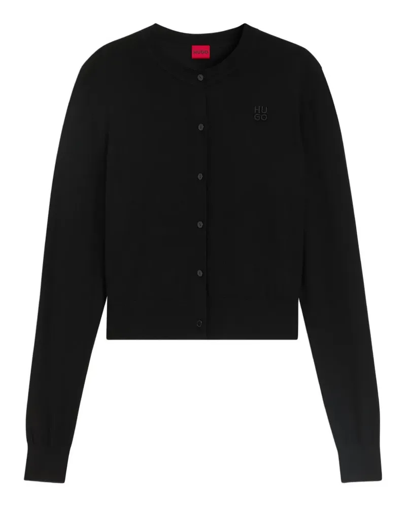 HUGO BOSS logo crew-neck cardigan - Schwarz Schwarz