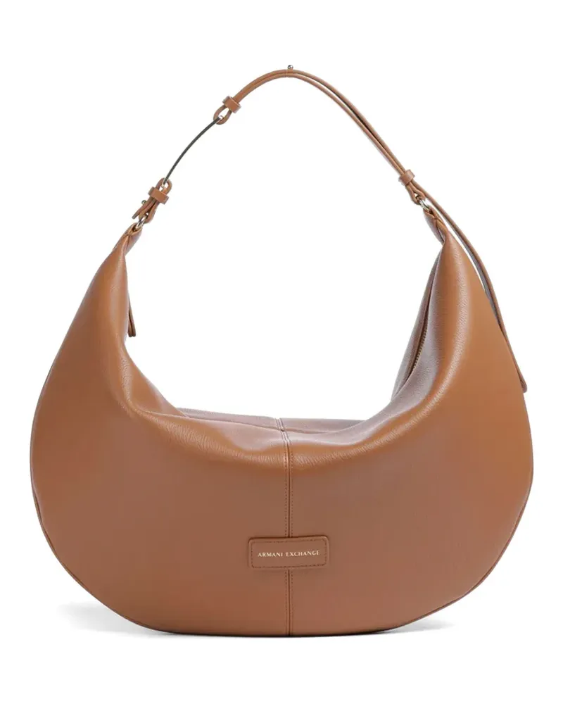 Armani Exchange Polly logo-plaque curved tote bag - Braun Braun