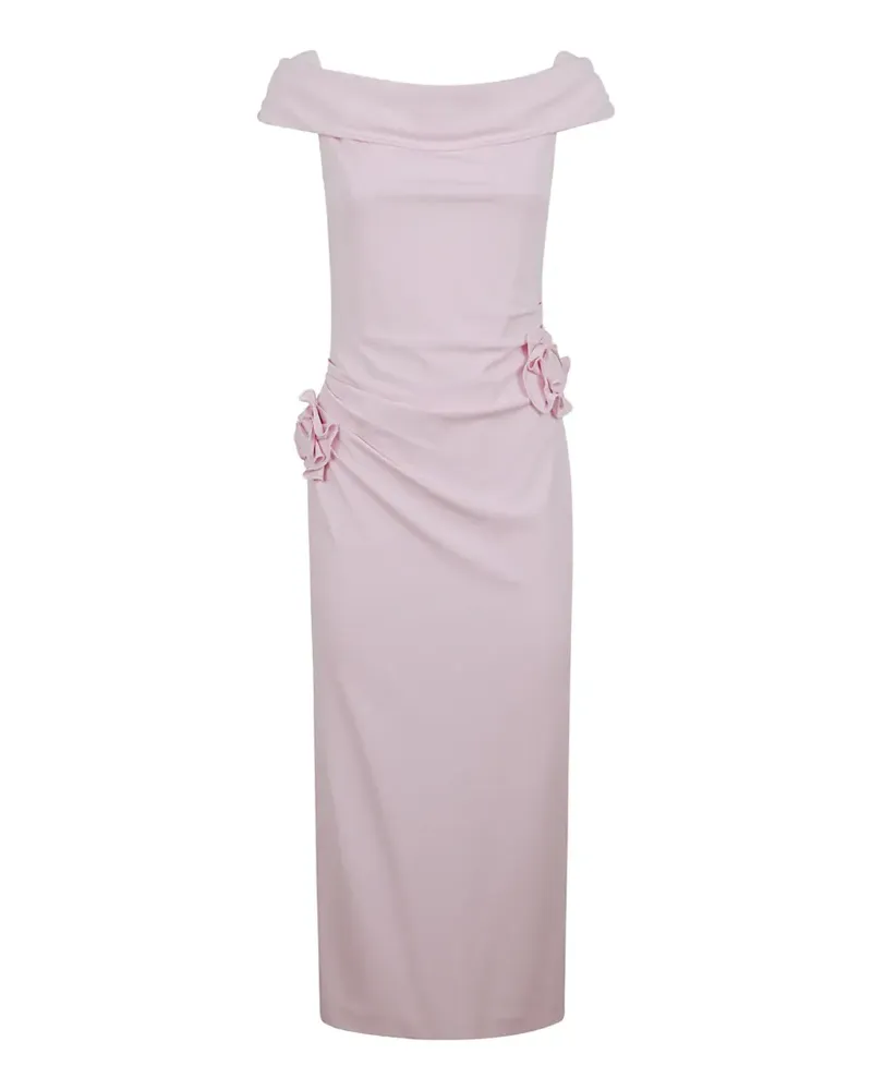 Roland Mouret floral-appliqué ruched dress - Rosa Rosa
