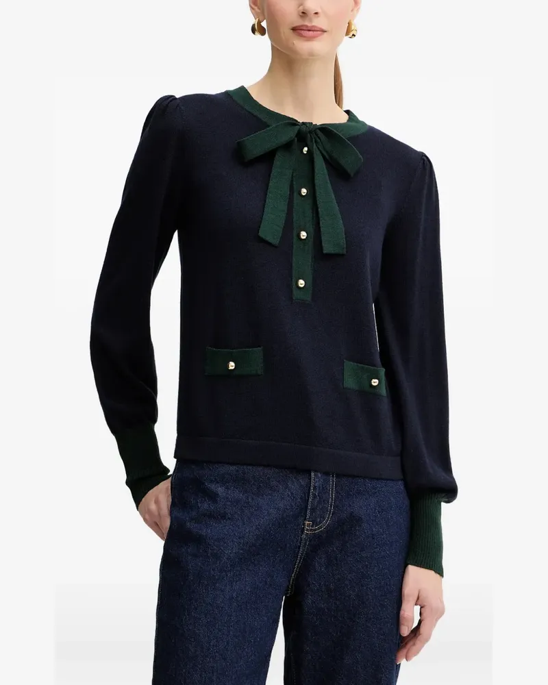 Luisa Spagnoli Maluma bow buttoned sweater - Blau Blau