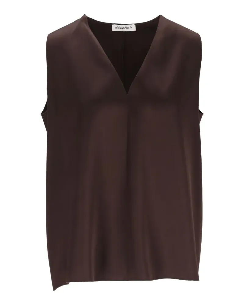Al Duca D’Aosta 1902 V-neck satin top - Braun Braun