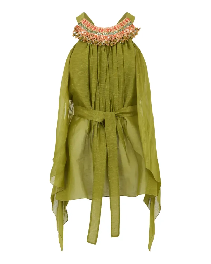 Alberta Ferretti beaded halterneck blouse - Grün Grün