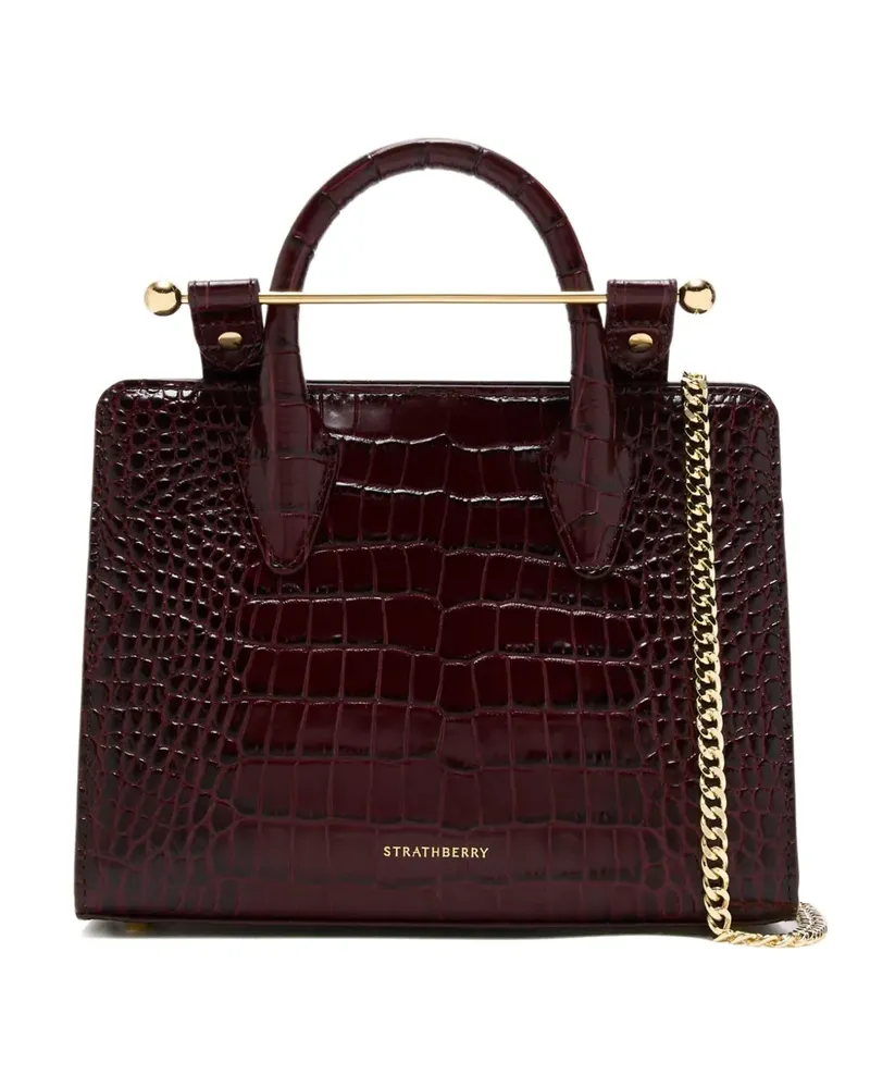 Strathberry Kleine Tote Bag mit Kroko-Effekt - Rot Rot