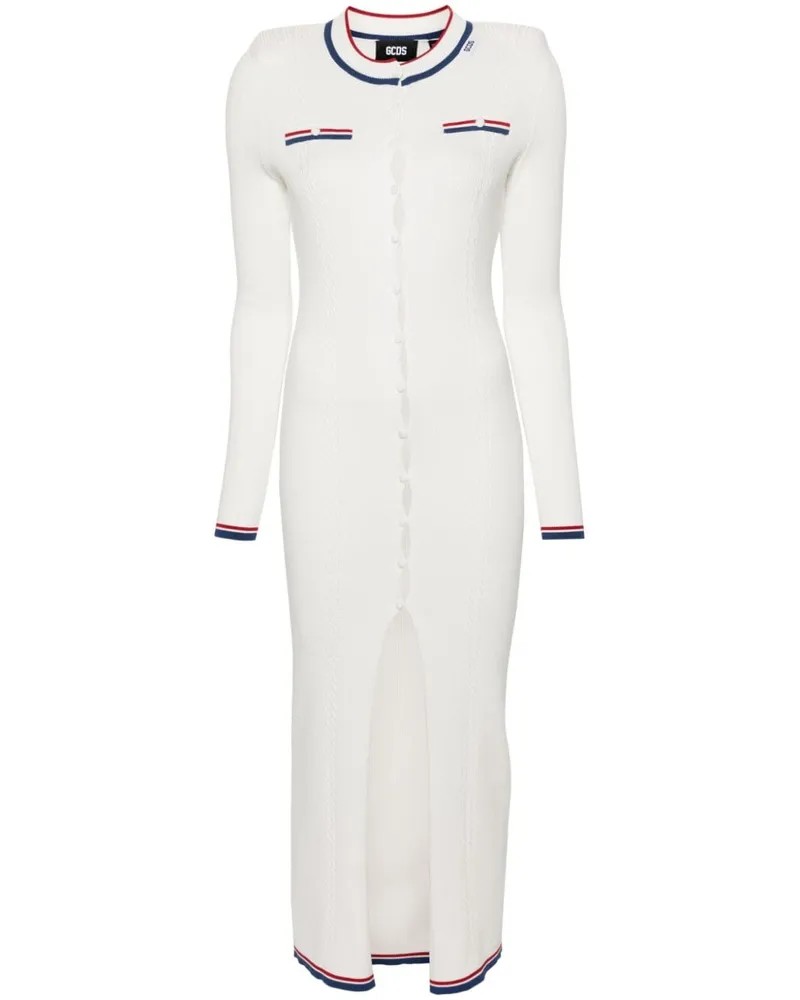 GCDS Maxikleid aus geripptem Strick - Weiß Weiß