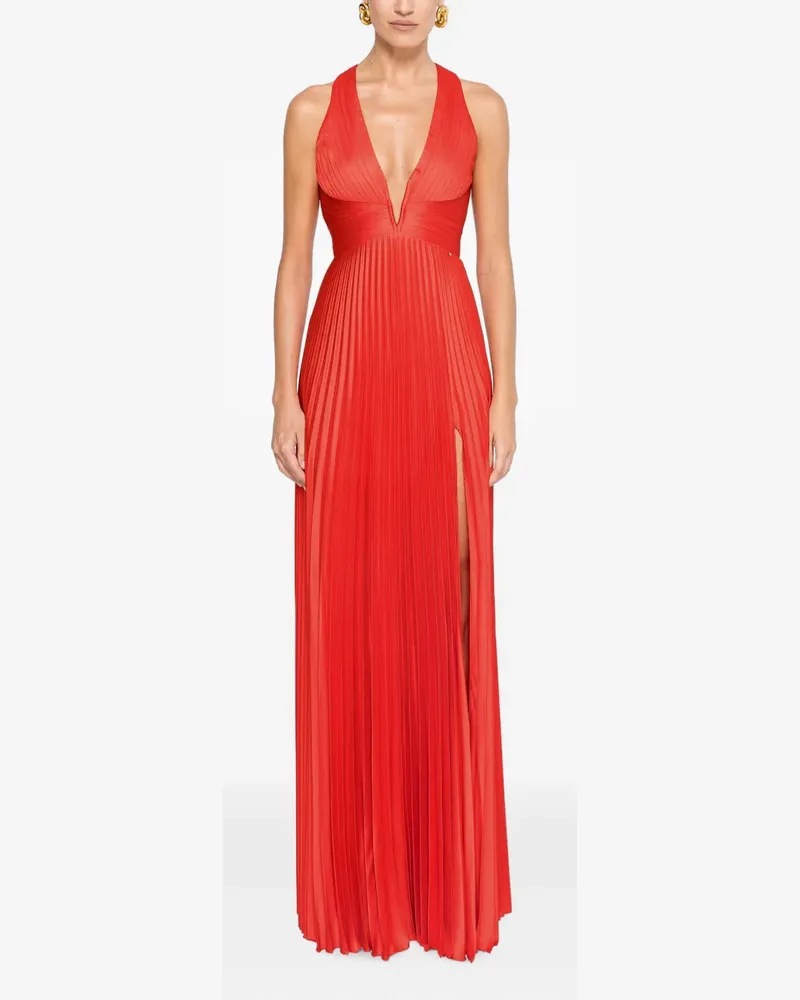 NISSA pleated satin maxi dress - Rot Rot