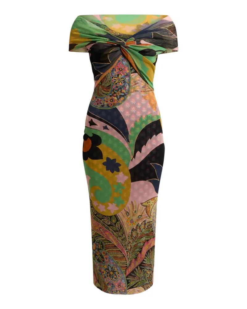 Etro Midikleid mit Print-Detail - Grün Grün