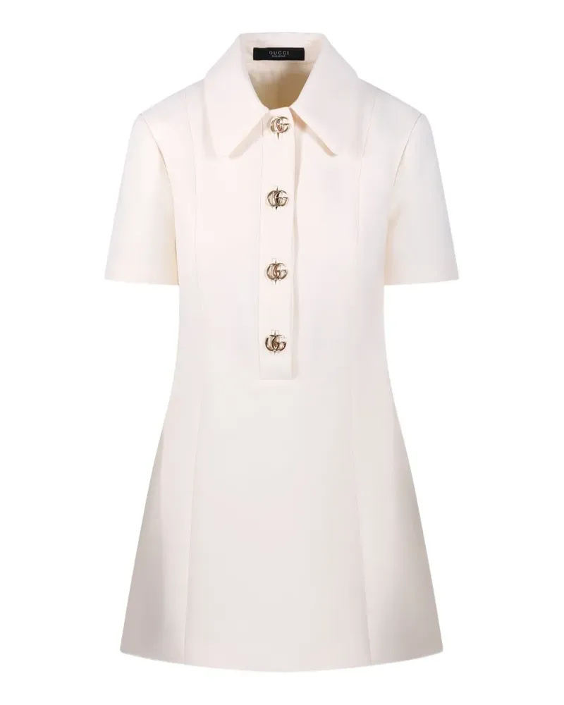 Gucci Kurzärmliges Double G Minikleid - Weiß Weiß