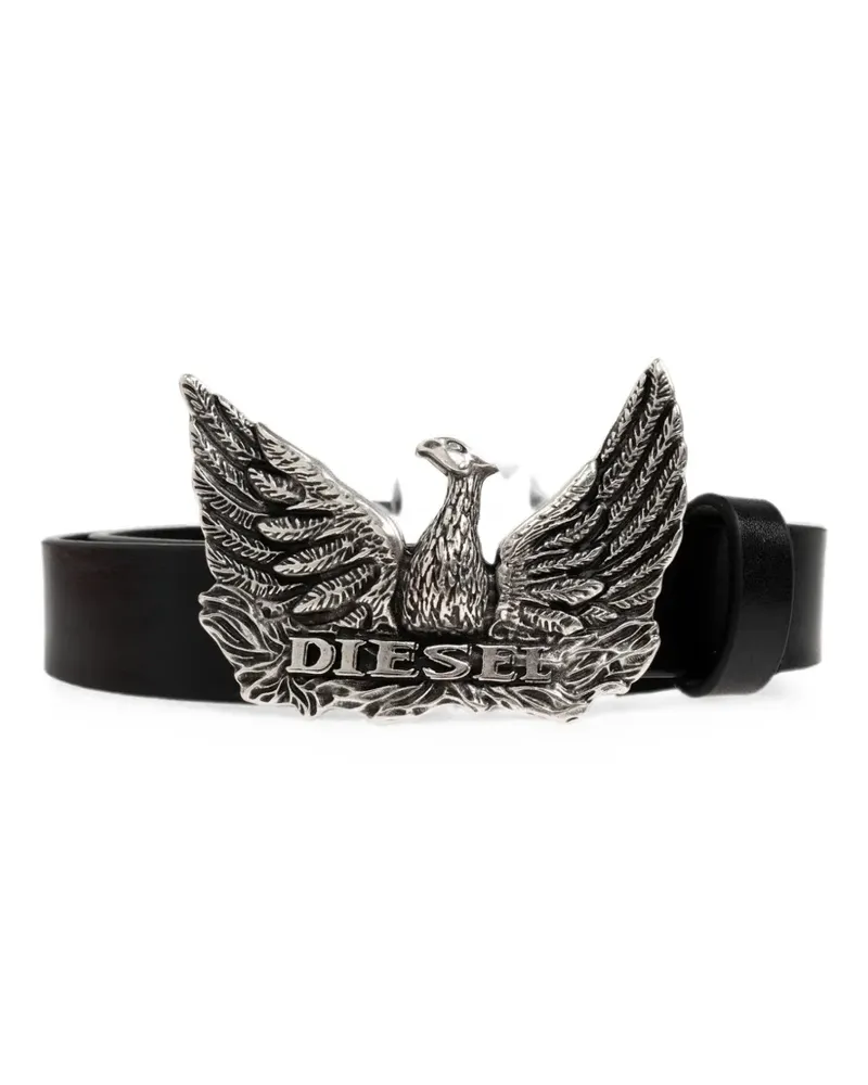 Diesel Logo B-Phoenix leather belt - Schwarz Schwarz