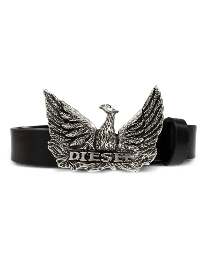 Diesel B-Phoenix Gürtel mit Logo - Schwarz Schwarz