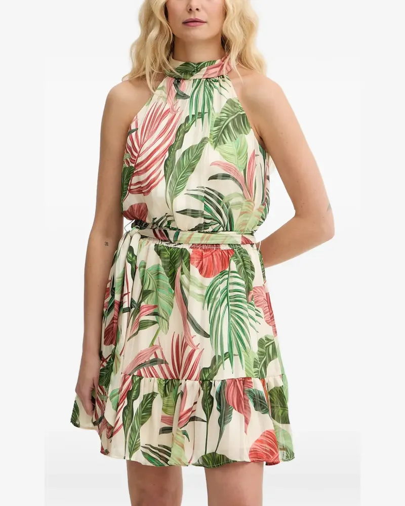 Guess tropical-print halterneck dress - Nude Nude