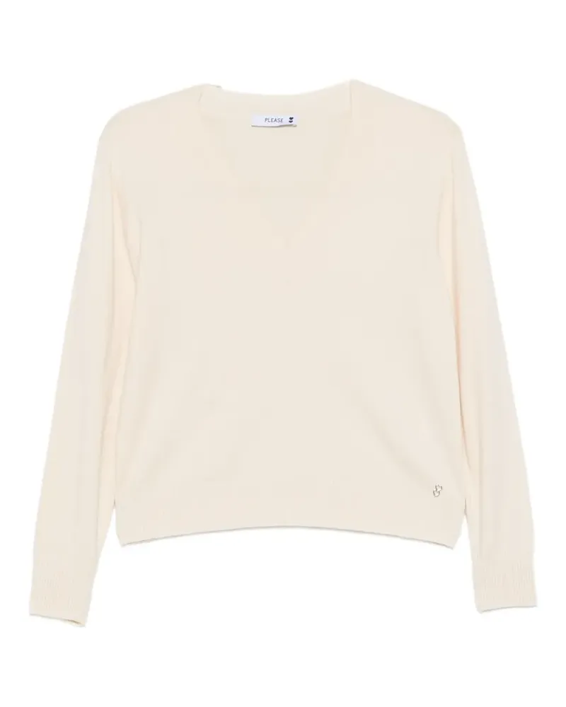 Please V-neck knit sweater - Nude Nude