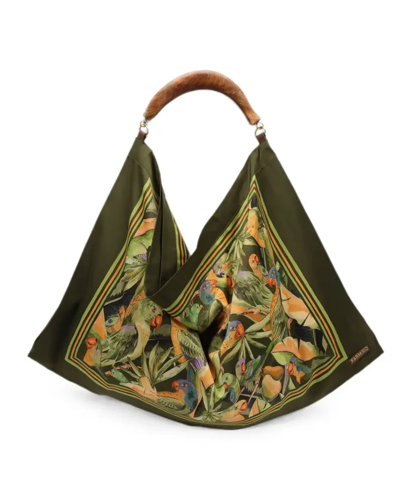 FARM Rio Green Nature Tote Bag mit Papagei-Print - Grün Grün