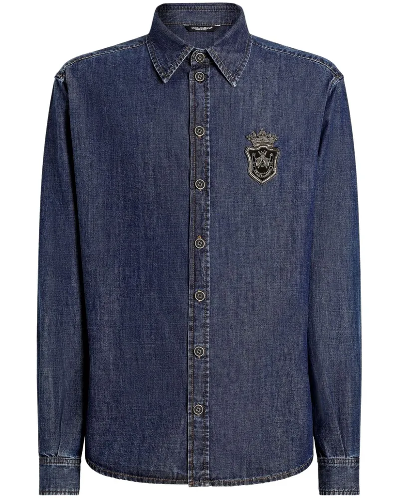 Dolce & Gabbana Jeanshemd mit Logo-Patch - Blau Blau