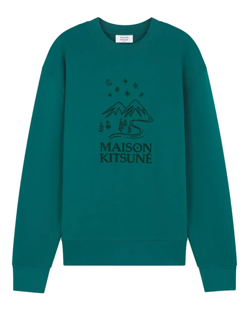 Kitsuné Sweatshirt mit grafischem Print - Grün Grün