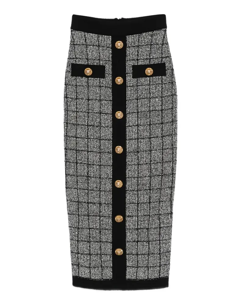 Balmain button check midi skirt - Schwarz Schwarz