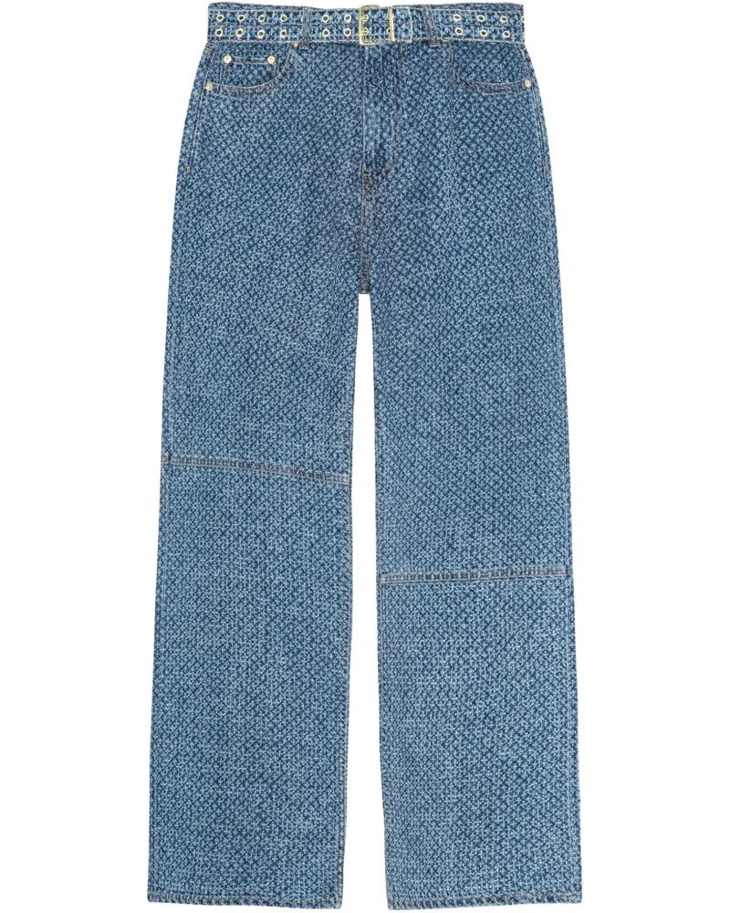 Ganni Weite Jeans mit Gürtel - Blau Blau
