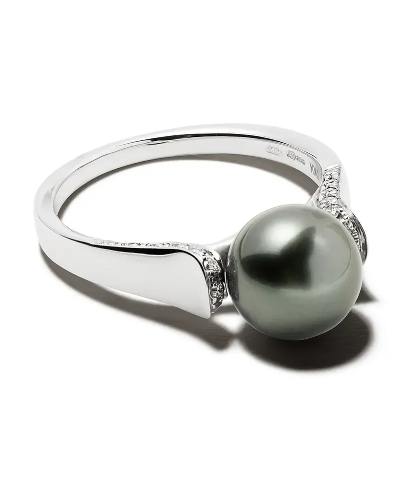 YOKO London 18kt Weißgoldring mit Perlen - 7 7