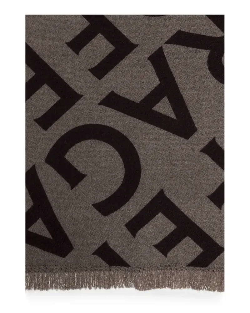 Ferragamo monogram-print fringed-edge scarf - Nude Nude