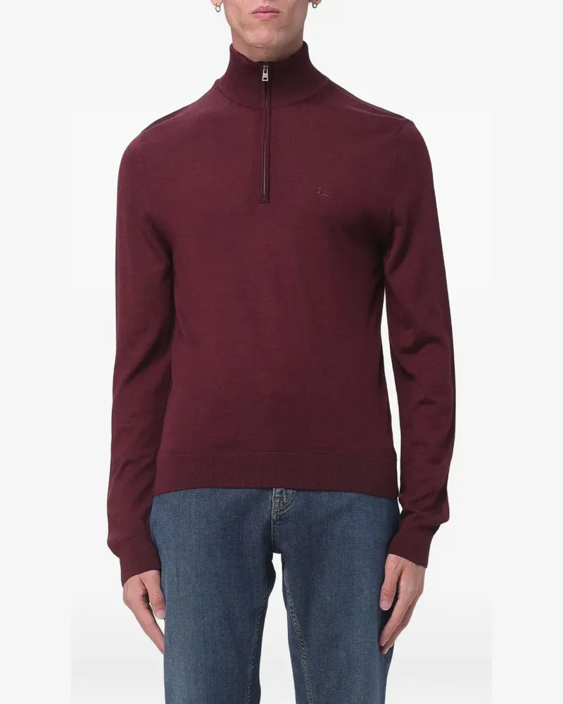 Etro Bestickter Pullover mit Viertelreißverschluss - Rot Rot