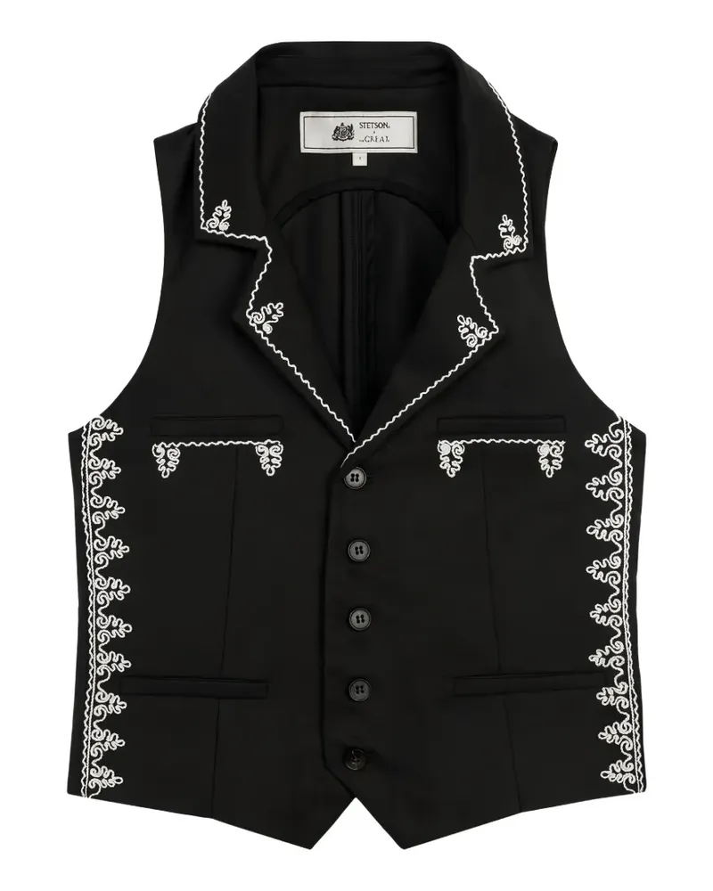 The Great x Stetson Soutache embroidered waistcoat - Schwarz Schwarz