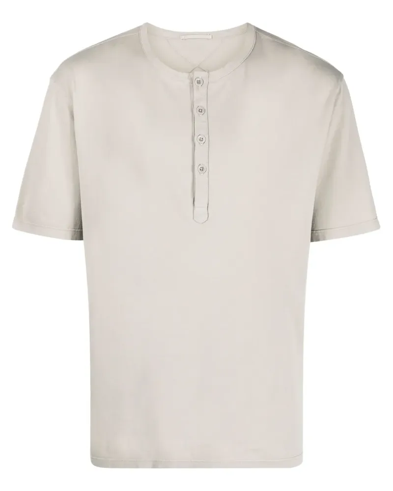 Ten c T-Shirt mit Henley-Kragen - Nude Nude