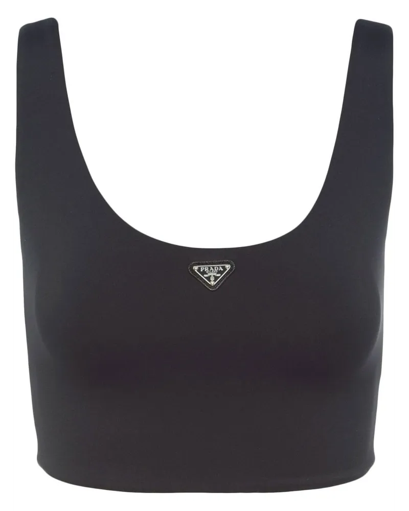 Prada Cropped-Oberteil mit Logo - Schwarz Schwarz