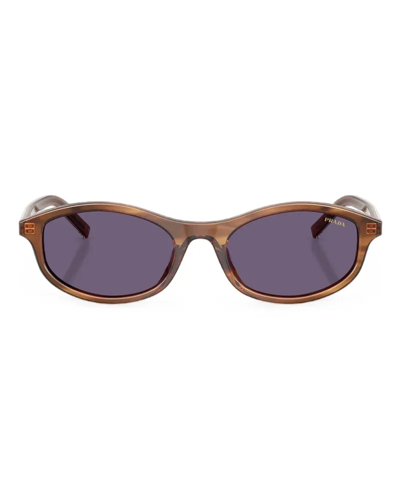 Prada Gestreifte Sonnenbrille mit ovalem Gestell - Braun Braun