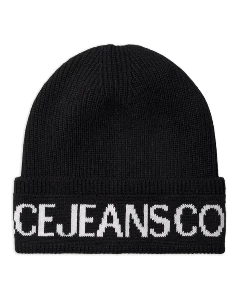 Versace Jeans Beanie mit Intarsien-Logo - Schwarz Schwarz