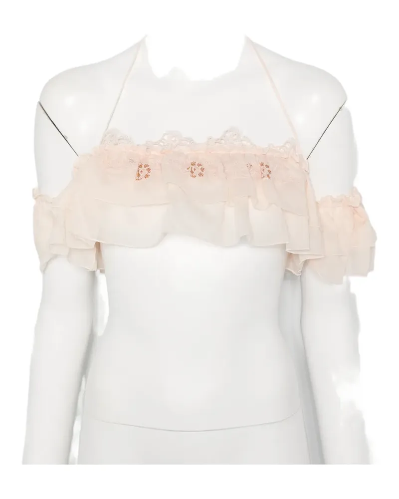 Ermanno Scervino ruffled lace-trim blouse - Rosa Rosa