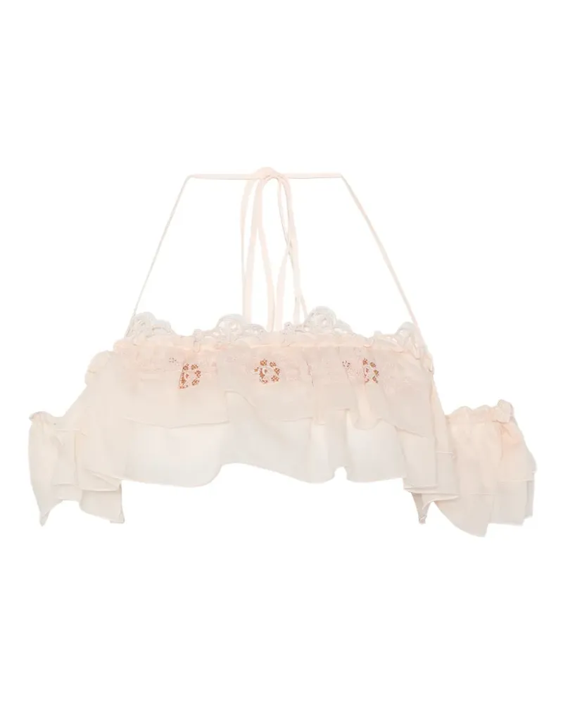 Ermanno Scervino ruffled lace-trim blouse - Rosa Rosa
