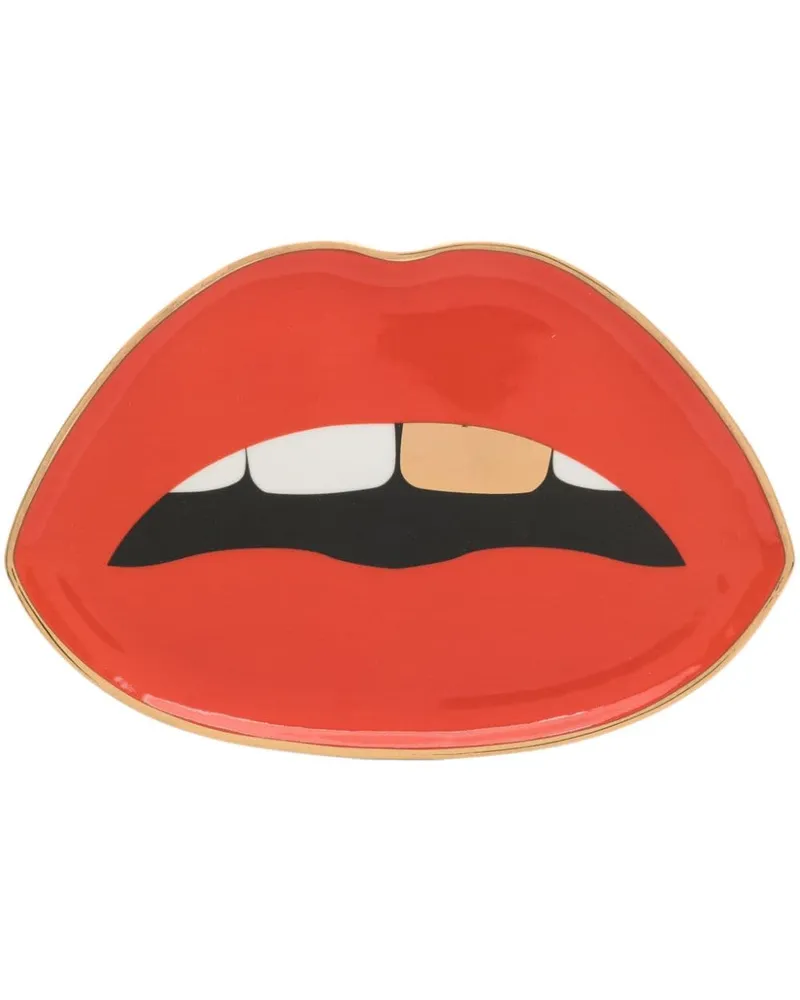 Jonathan Adler Tablett mit Lippen - Rot Rot