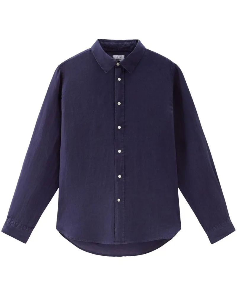 Woolrich Klassisches Leinenhemd - Blau Blau