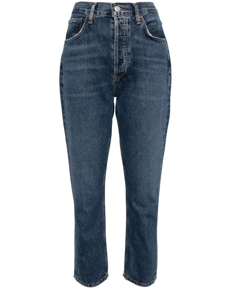 AGOLDE Halbhohe Tapered-Jeans - Blau Blau