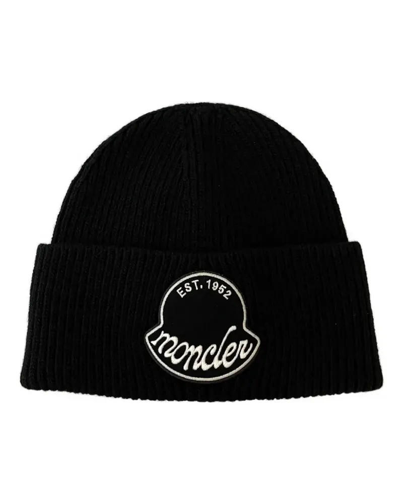 Moncler Beanie mit Logo-Patch - Schwarz Schwarz