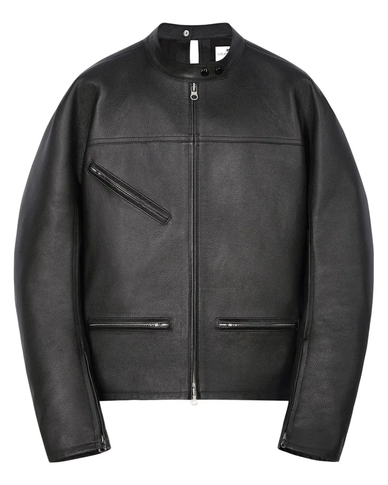 Courrèges Racer Buckle Lederjacke Schwarz