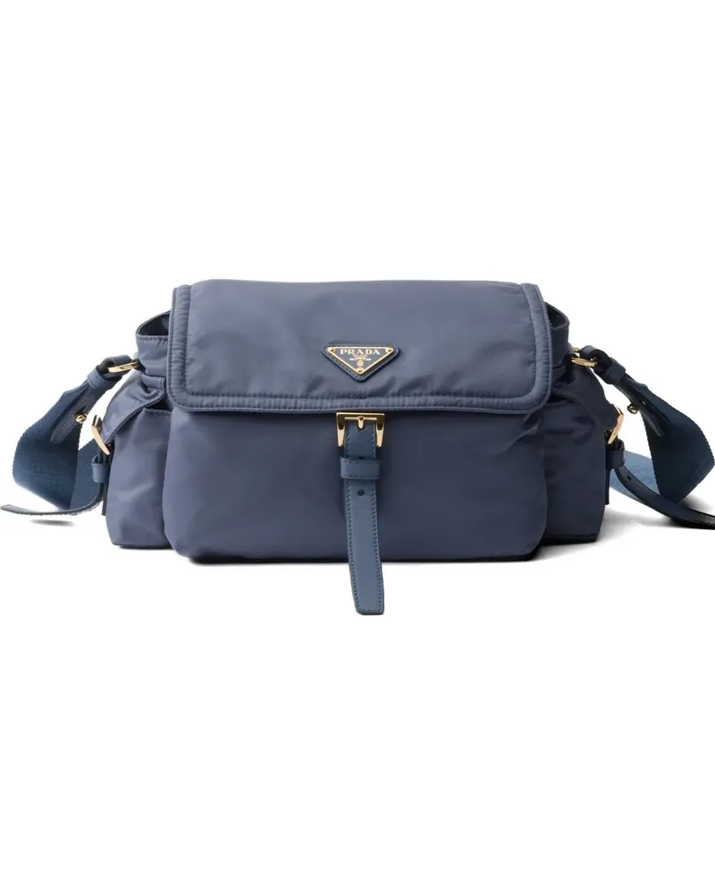 Prada Explore medium Re-Nylon shoulder bag with flap - Blau Blau