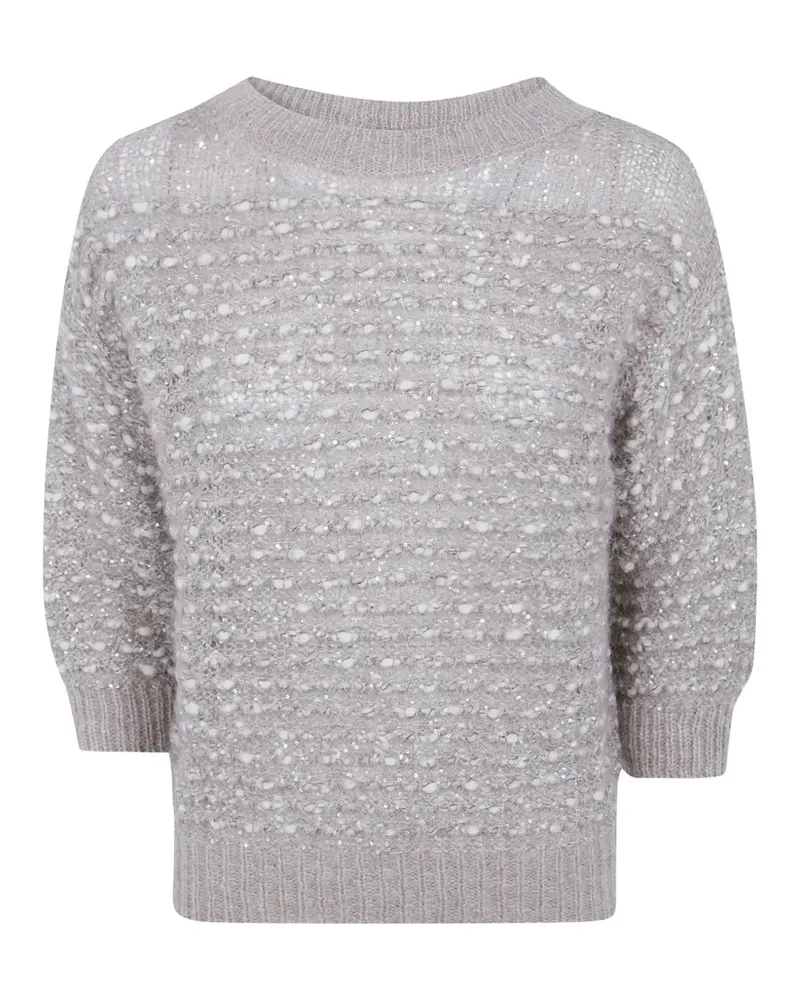 D.EXTERIOR Bouclé-Pullover mit Pailletten - Nude Nude