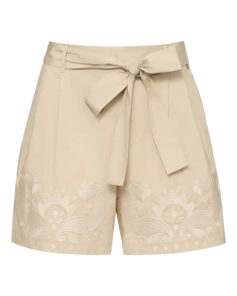 Twin-Set Bestickte Shorts mit Gürtel - Nude Nude