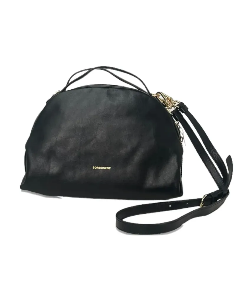 Borbonese Kleine Boston Handtasche - Schwarz Schwarz