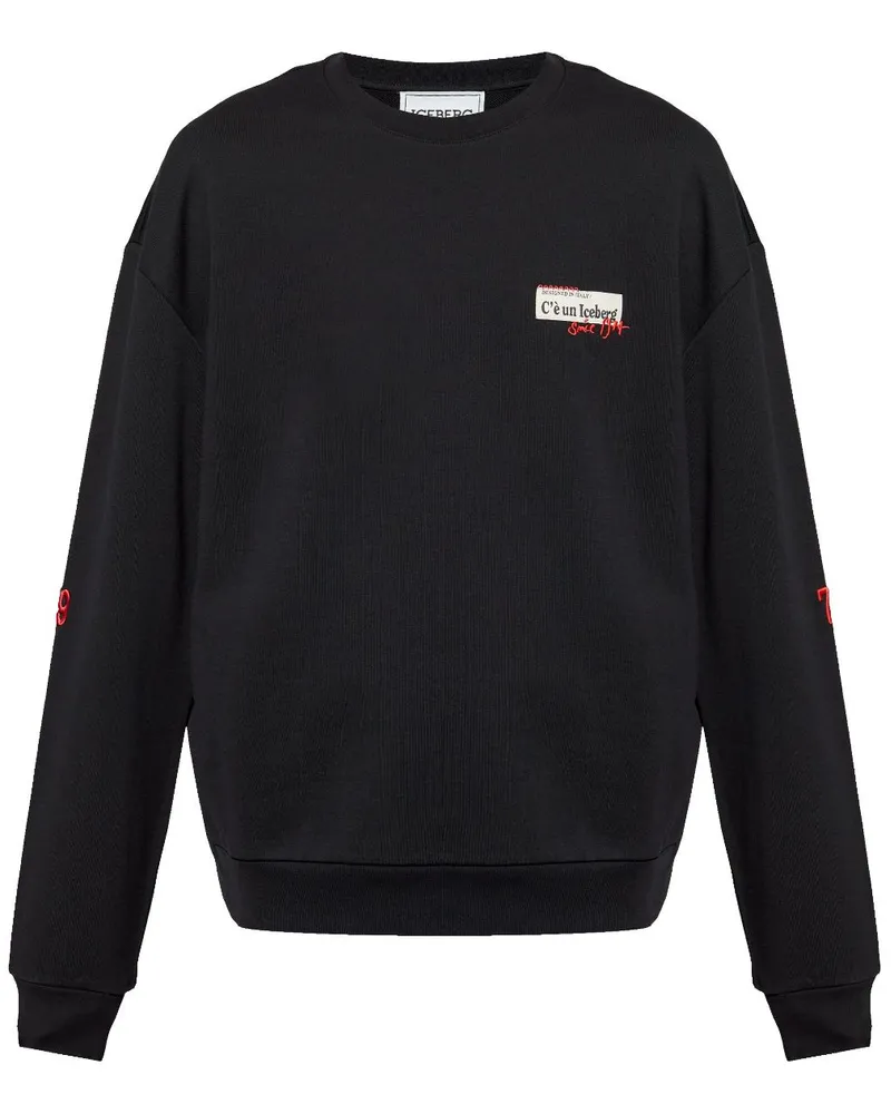 Iceberg Sweatshirt mit Logo-Patch - Schwarz Schwarz