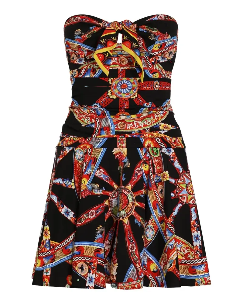 Dolce & Gabbana Minikleid Charmeuse mit Carretto-Print - Schwarz Schwarz