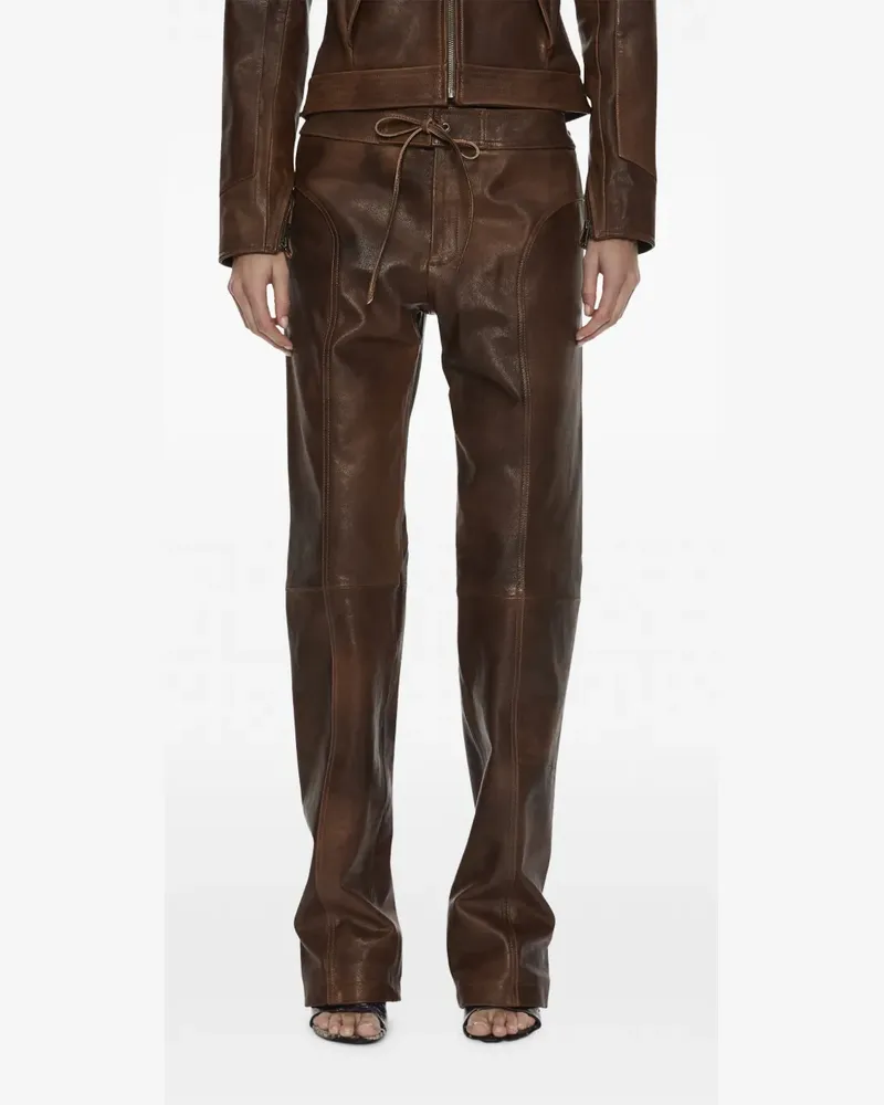 Christopher Esber Alex Lederhose mit geradem Bein - Braun Braun