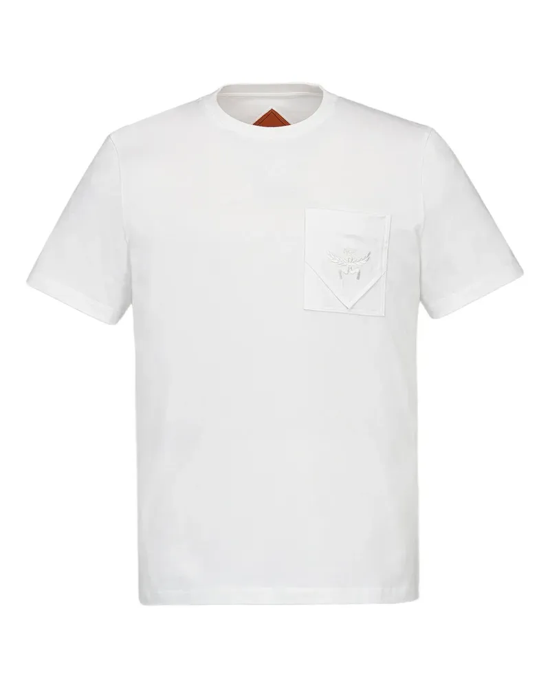 MCM Essential T-Shirt mit Logo-Tasche - Weiß Weiß