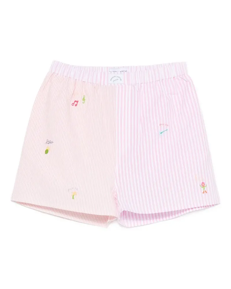 Maison Labiche striped embroidery shorts - Rosa Rosa